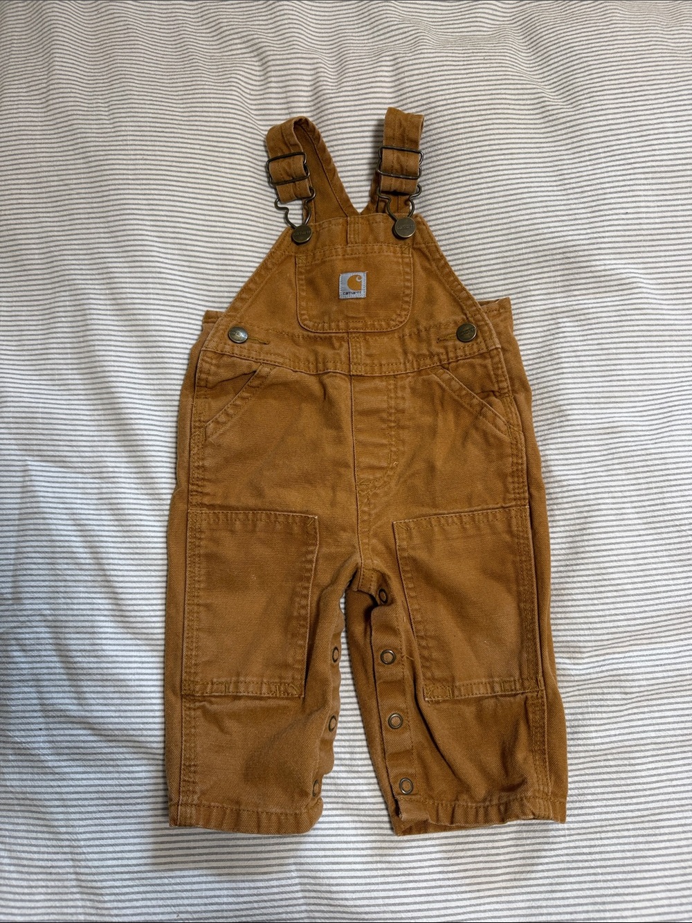 Baby Carhartt 6m Tan Canvas Overalls with Pockets
